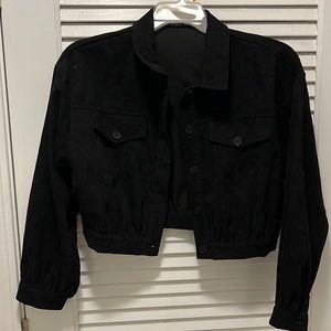 Black corduroy cropped Shacket